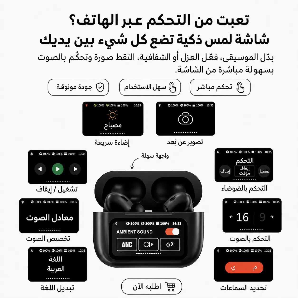 Airpods A9 Pro Brilliant Black - Original avec Garantie