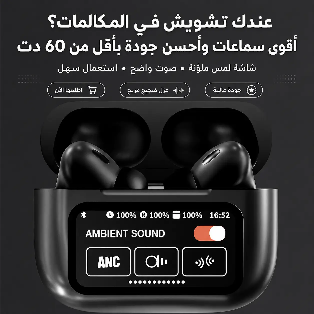 Airpods A9 Pro Brilliant Black - Original avec Garantie